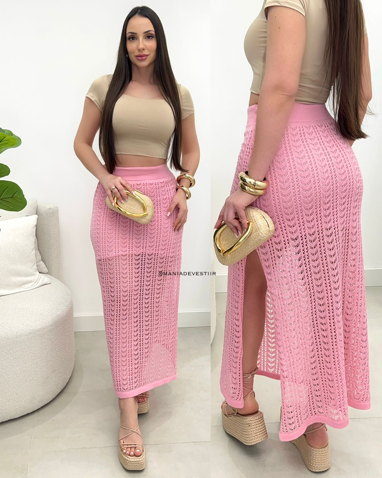 Saia Tricô Nadia Rosa 109884