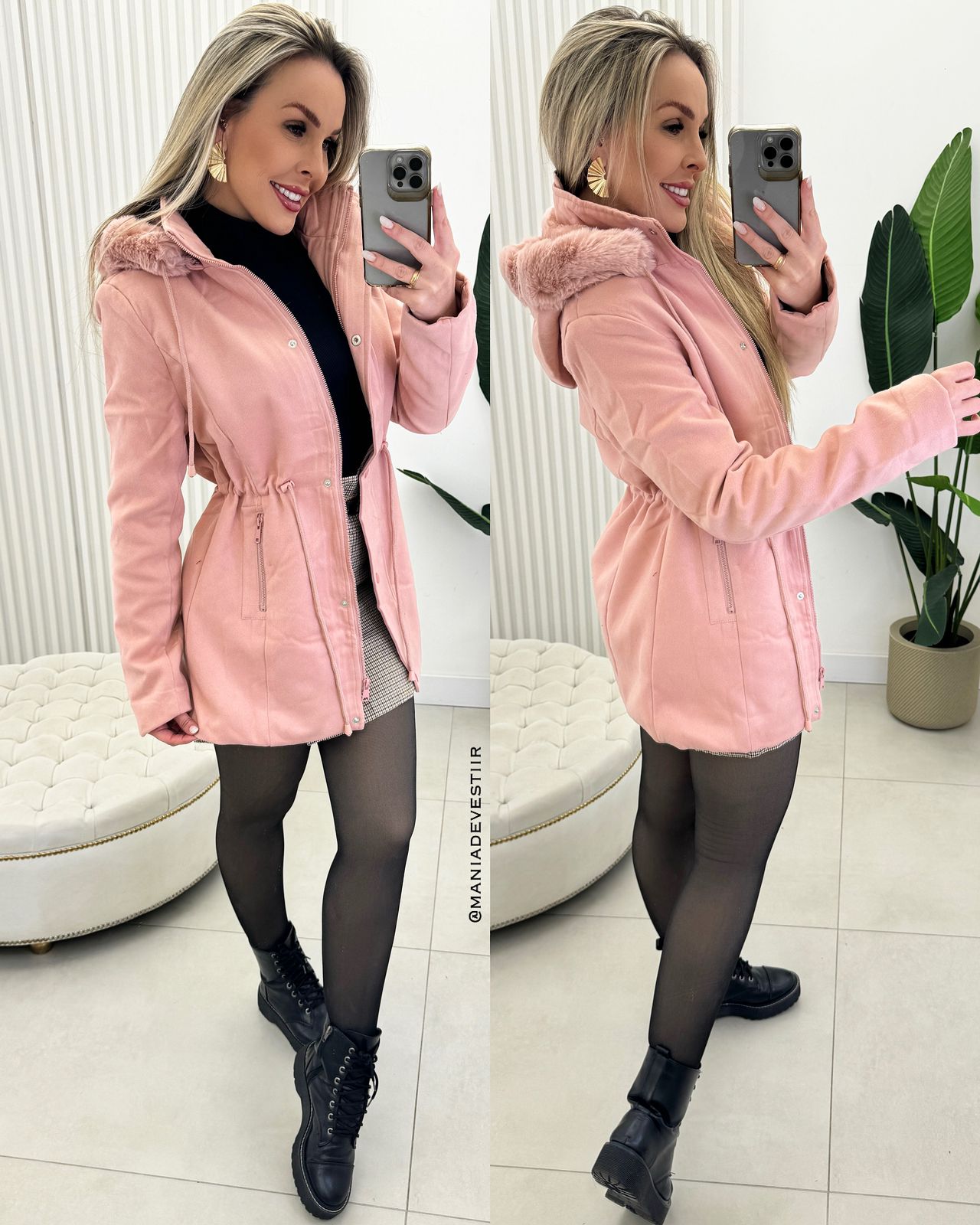 Parka Lã Batida Vanuza Rosa 68359