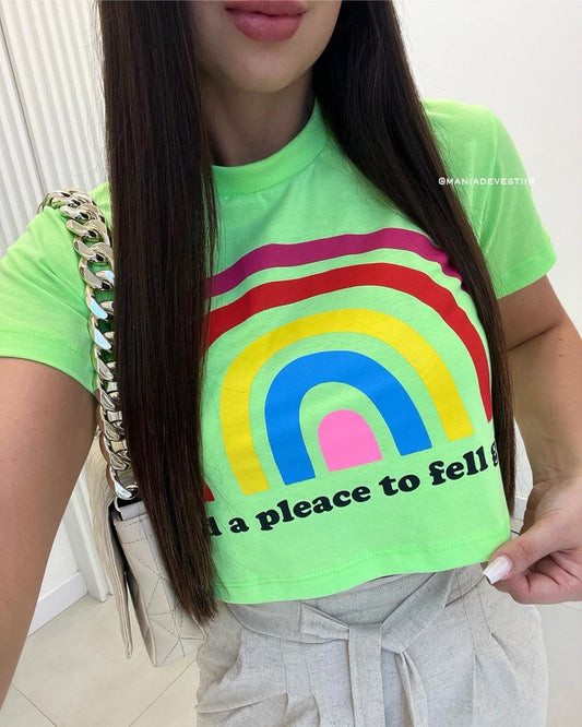 Cropped Find A Peace Verde Neon 33037