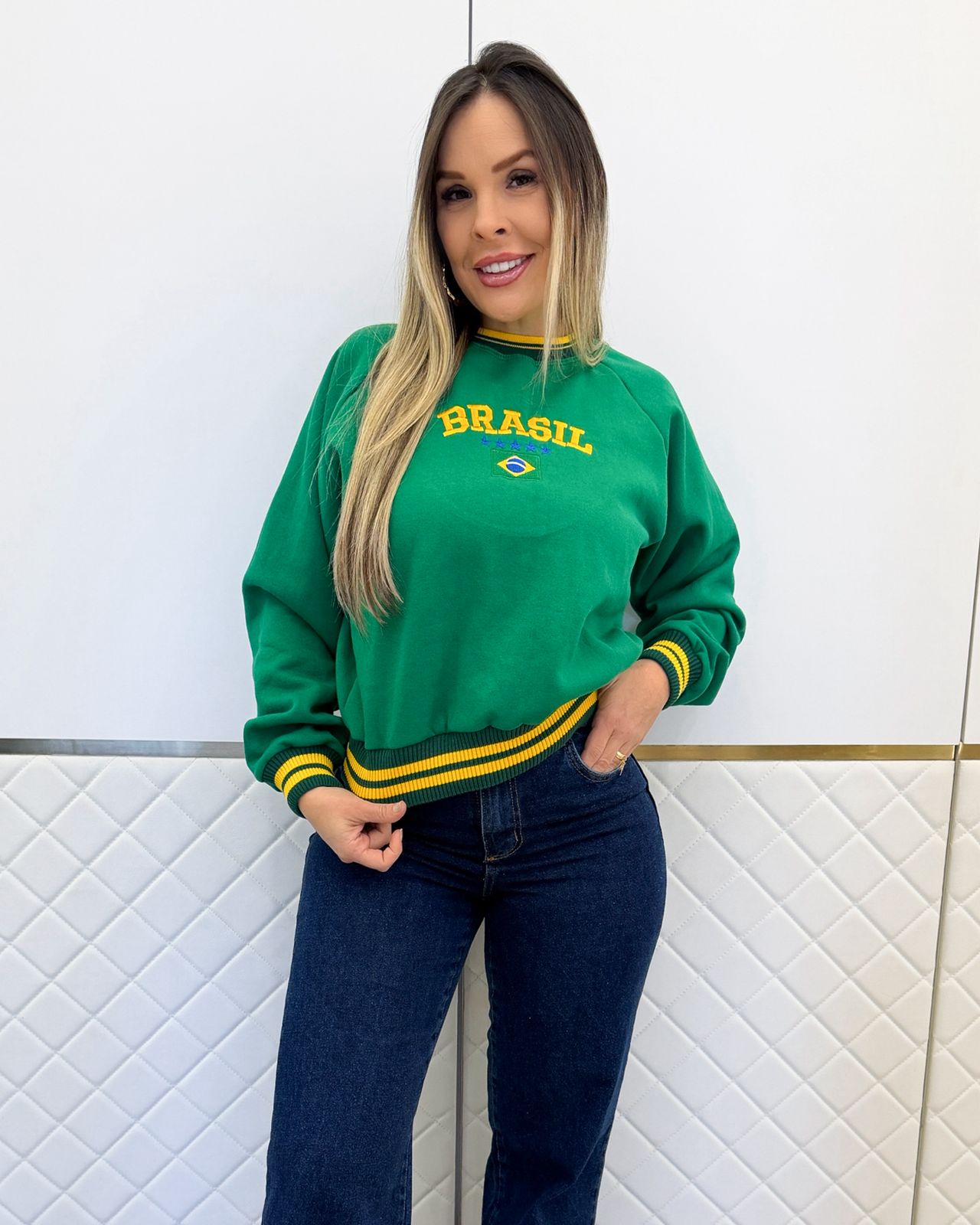 Blusa Moletom Marlene Brasil Verde 134388