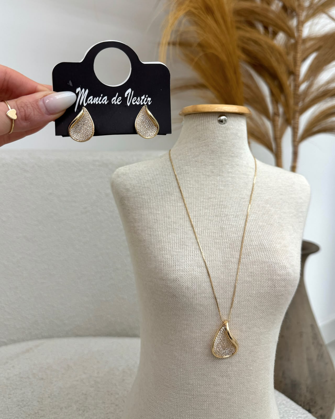Conjunto Colar e Brinco Mania Essenza Dourado 135029