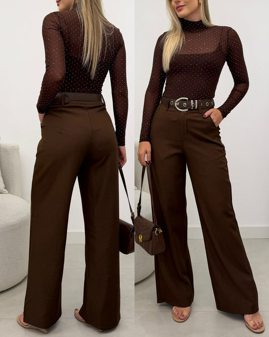 Calça Pantalona Isis Chocolate 127996