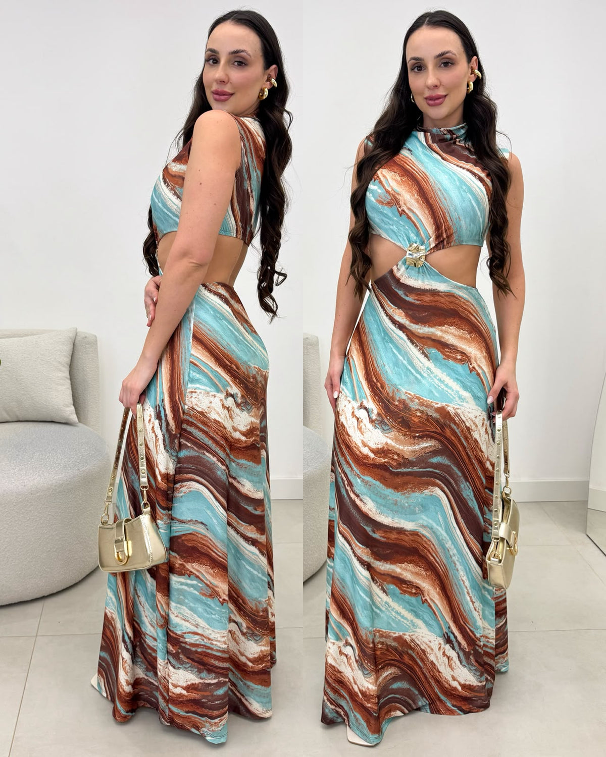 Vestido Laira Azul Marmorizado 136675