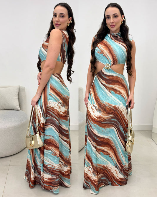 Vestido Laira Azul Marmorizado 136675