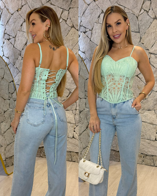 Cropped Corset Claudete Verde 136959