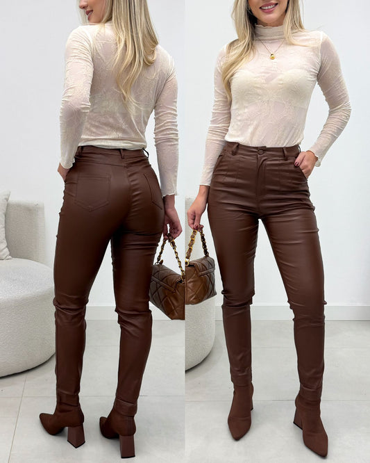 Calça Resinada Tadia Marrom 134437