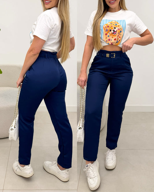 Calça Alfaiataria Eliane Azul Marinho 136736