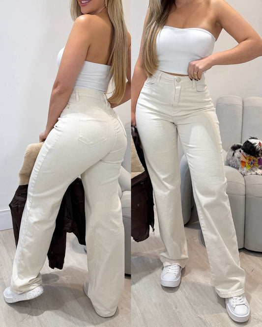 Calça Jeans Conciência Rhiana Creme 135025