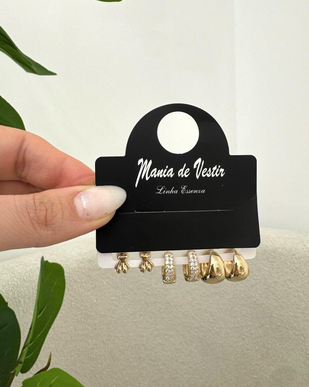 Kit de Brincos Mania Essenza Dourado 137151