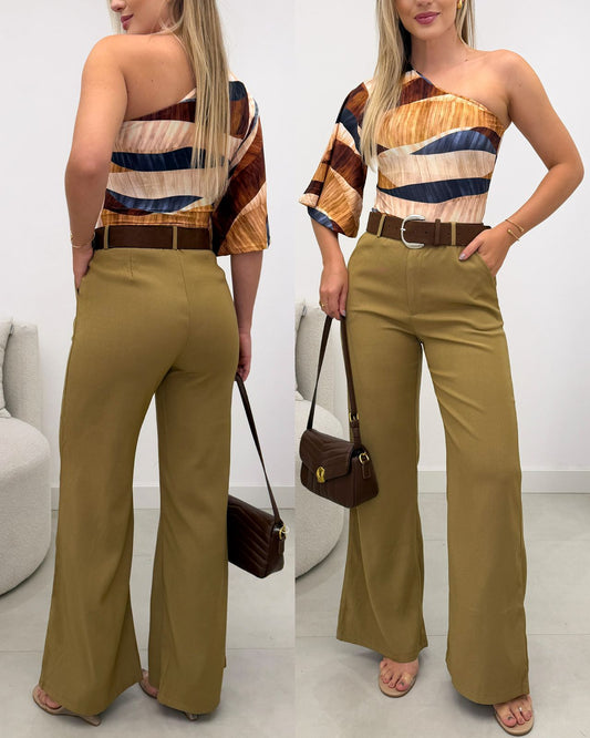 Calça Pantalona Valeria Latte 129699