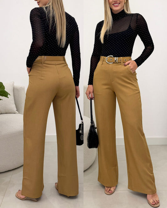 Calça Pantalona Isis Caramelo 127998