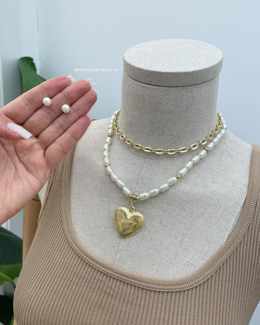 Conjunto Colar e Brinco Heart 70058