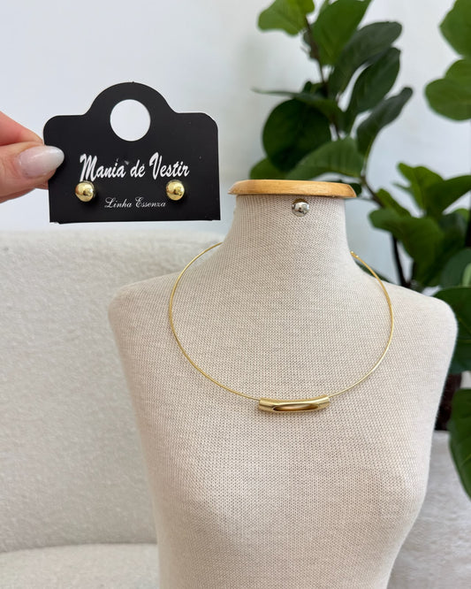 Conjunto Colar e Brinco Mania Essenza Dourado 137024