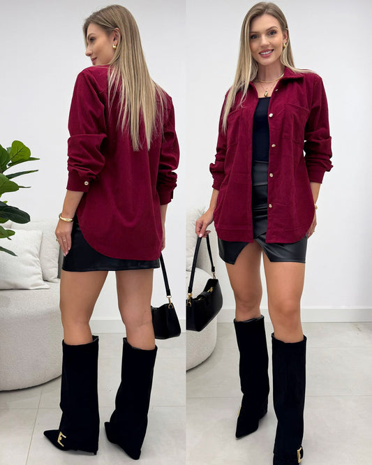 Camisa Cotelê Olivia Marsala 133410
