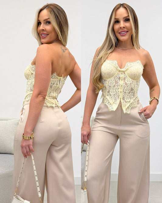 Cropped Corset Nayara Amarelo 136514