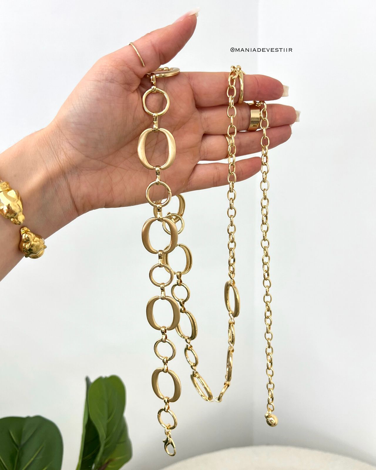 ﻿Cinto Corrente Cloe Dourado 113558