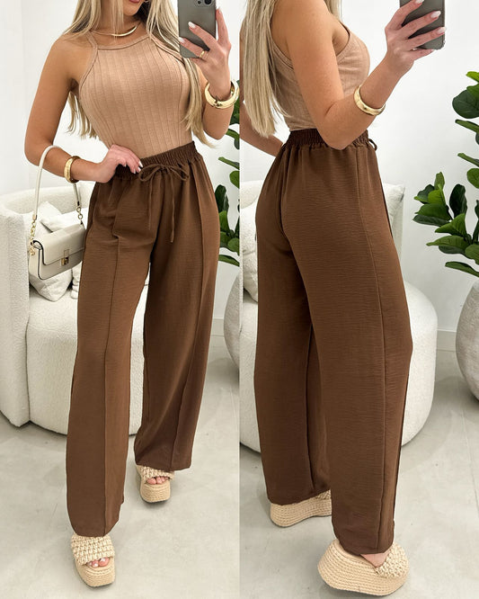 Calça Pantalona Dani Marrom 110024