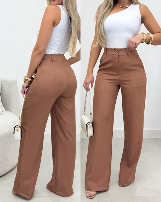 Calça Pantalona Amanda Marrom 109968