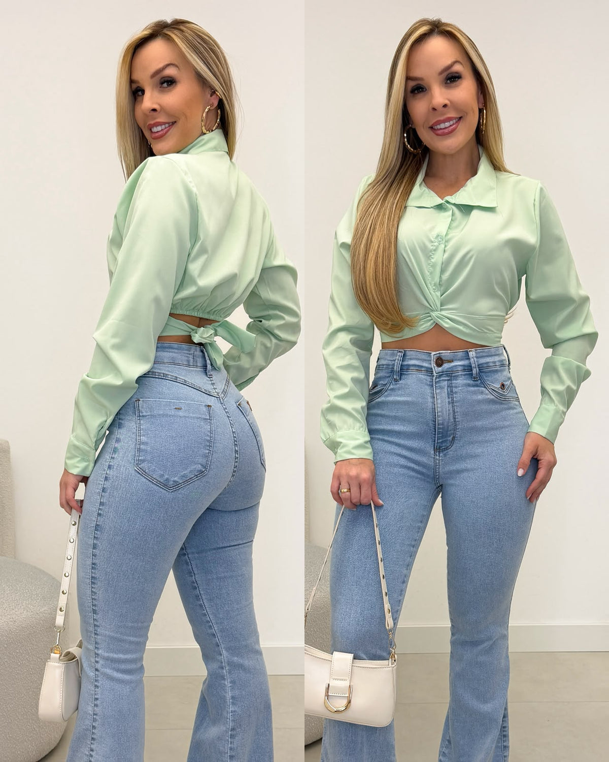 Cropped Camisa Mirela Verde 137628