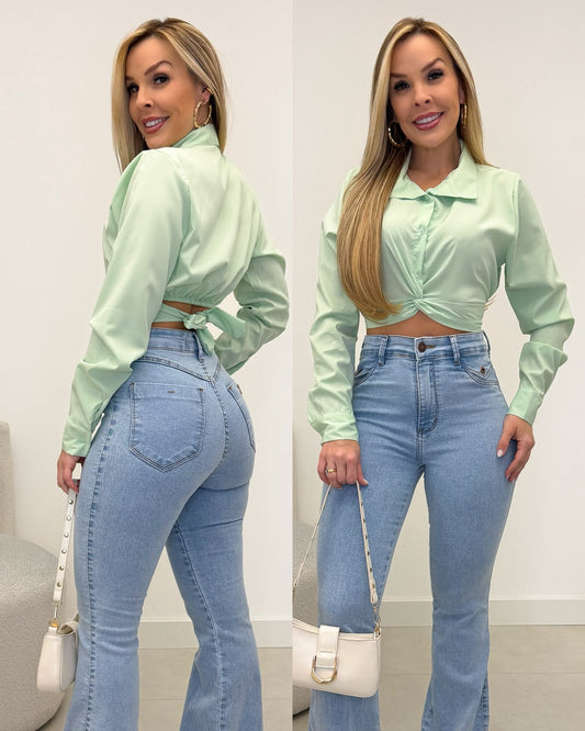 Cropped Camisa Mirela Verde 137628