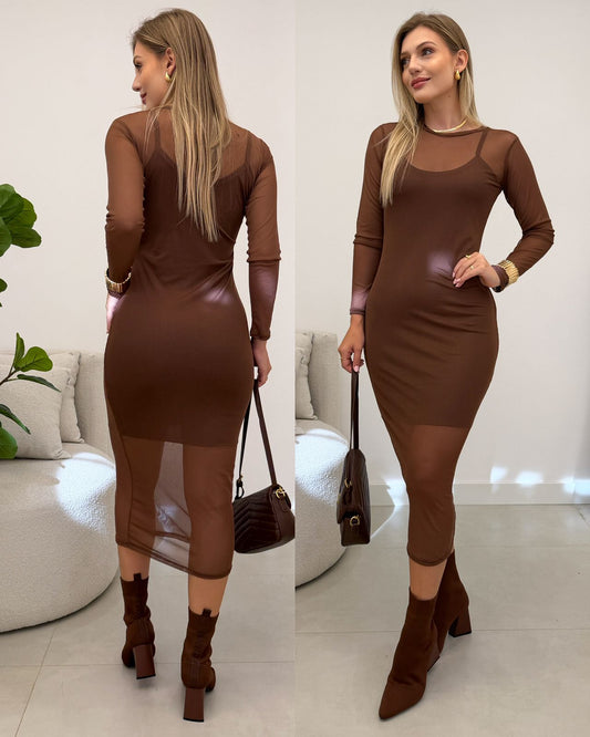 Vestido Hadassa Marrom 129650