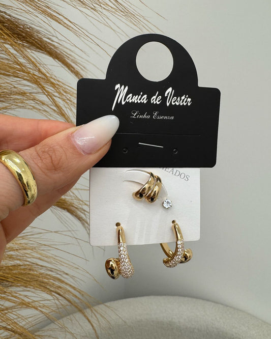 Kit de Brincos Mania Essenza Dourado 134719