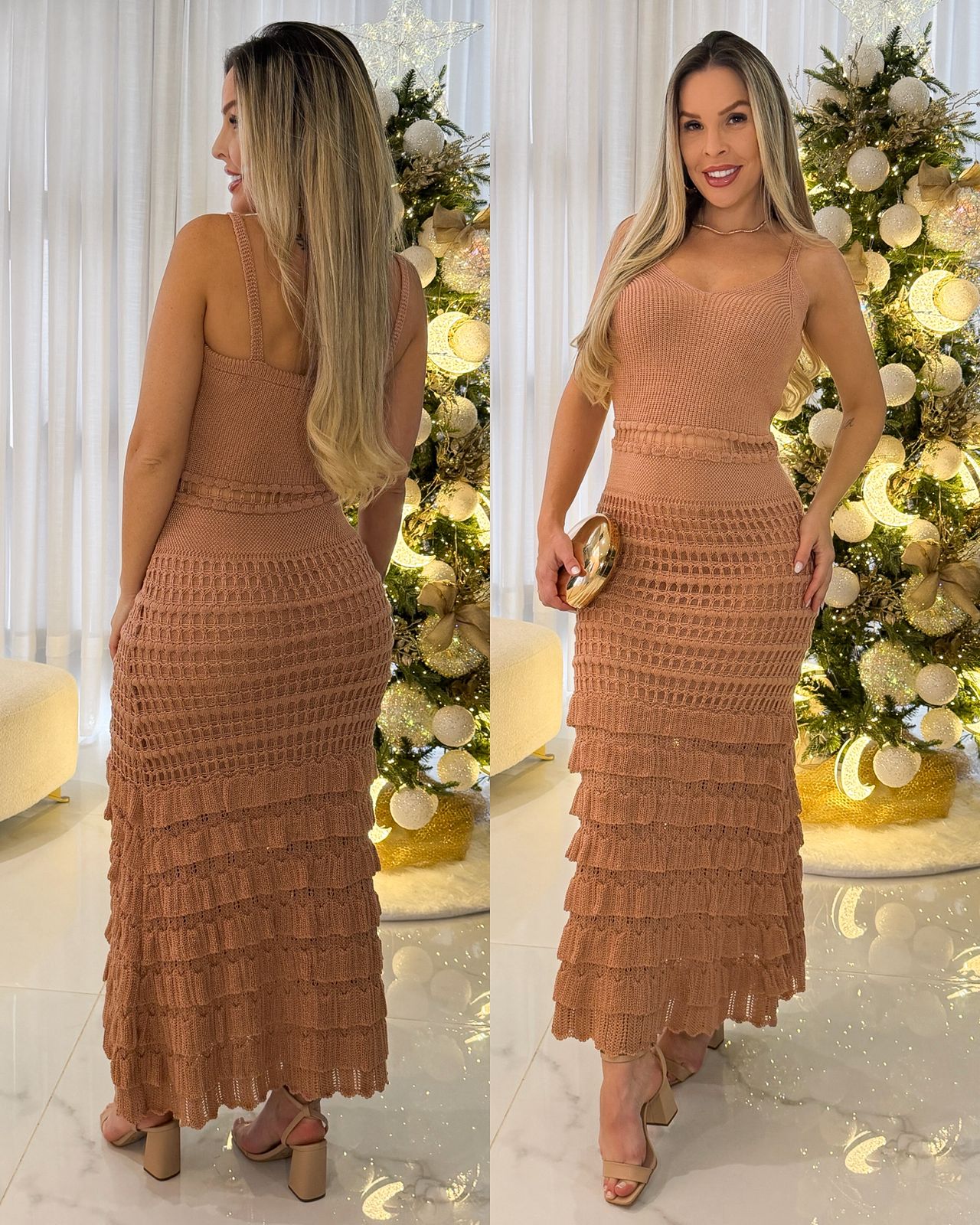 Vestido Melissa Bege Escuro 116678