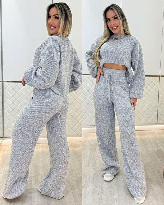 Conjunto Tricô Singapura Cinza 96083