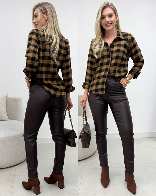 Camisa Xadrez Ariane Marrom 134475