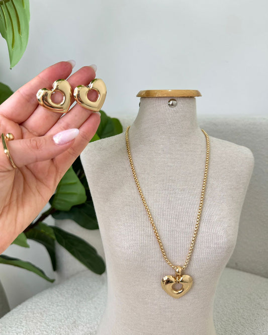 Conjunto Colar e Brinco Mania Essenza Dourado 120606