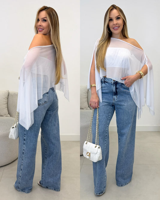 Blusa Capa Tule Manu Branco 136777