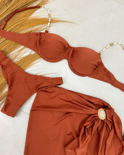 Biquíni 3 Peças Olga Marrom 124026