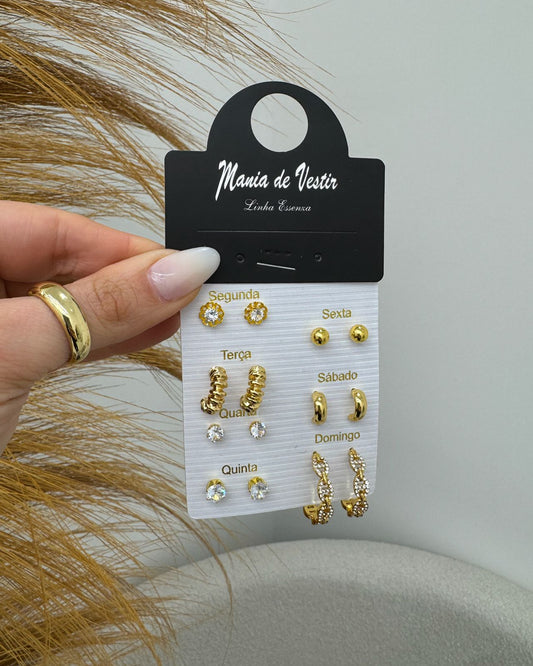 Kit de Brincos Mania Essenza Dourado 134721