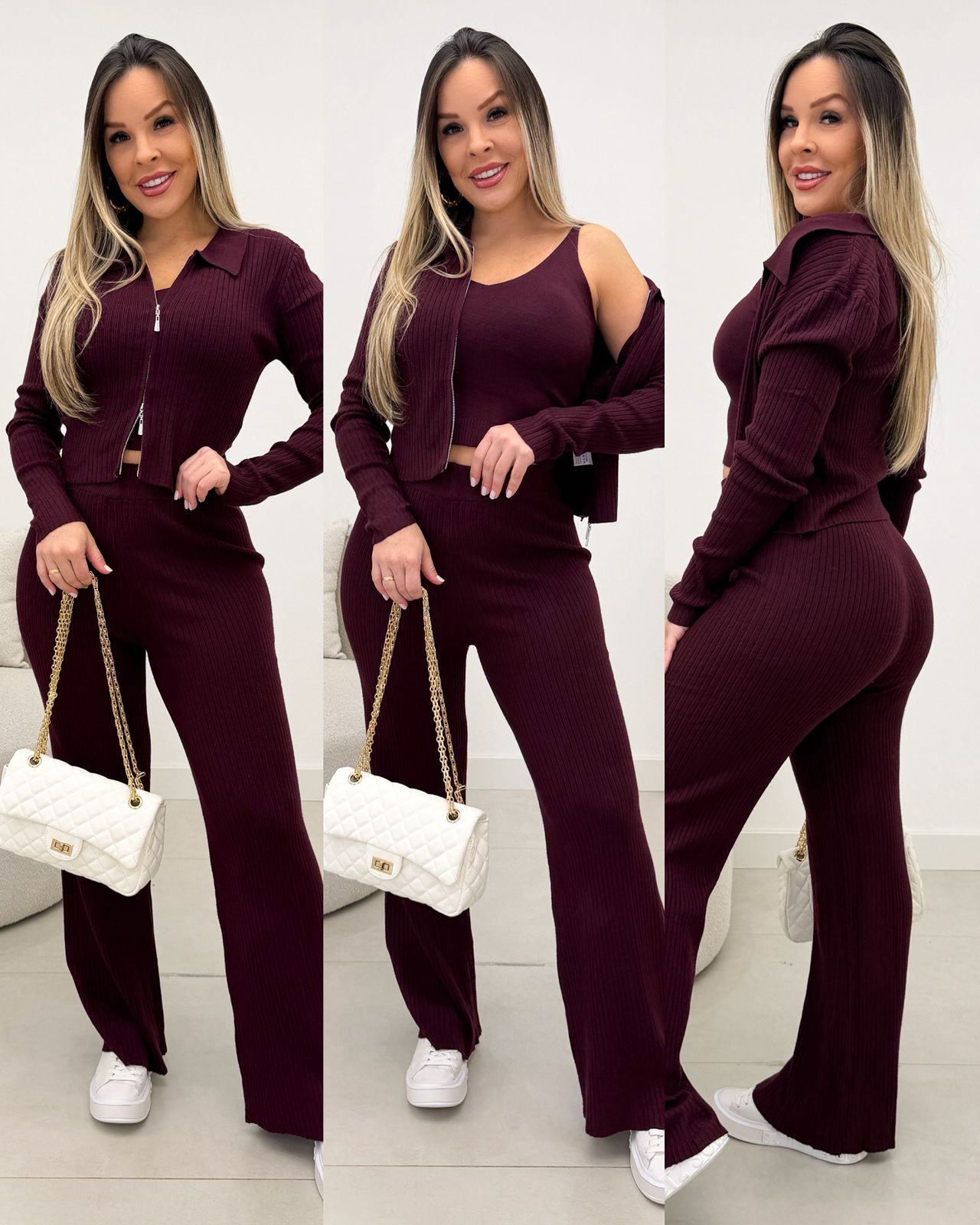Conjunto Três Peças Heloisa Vinho 133756