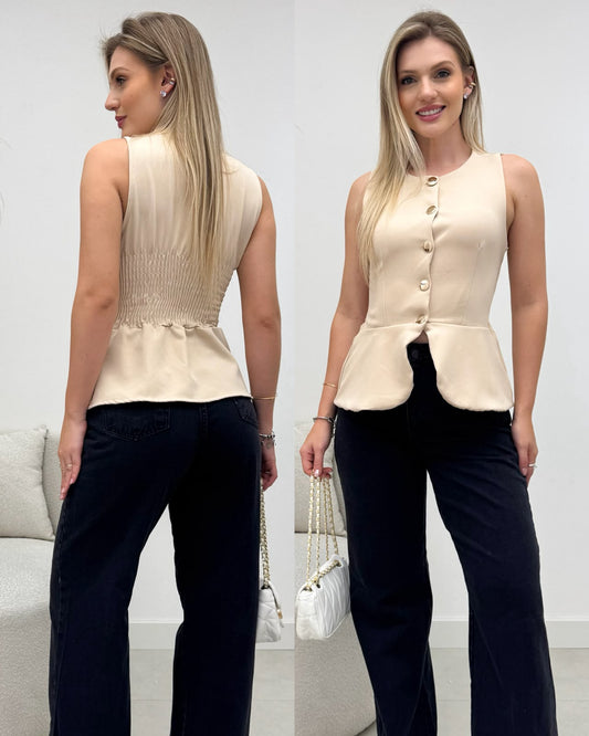 Blusa Peplum Antonia Bege 135612