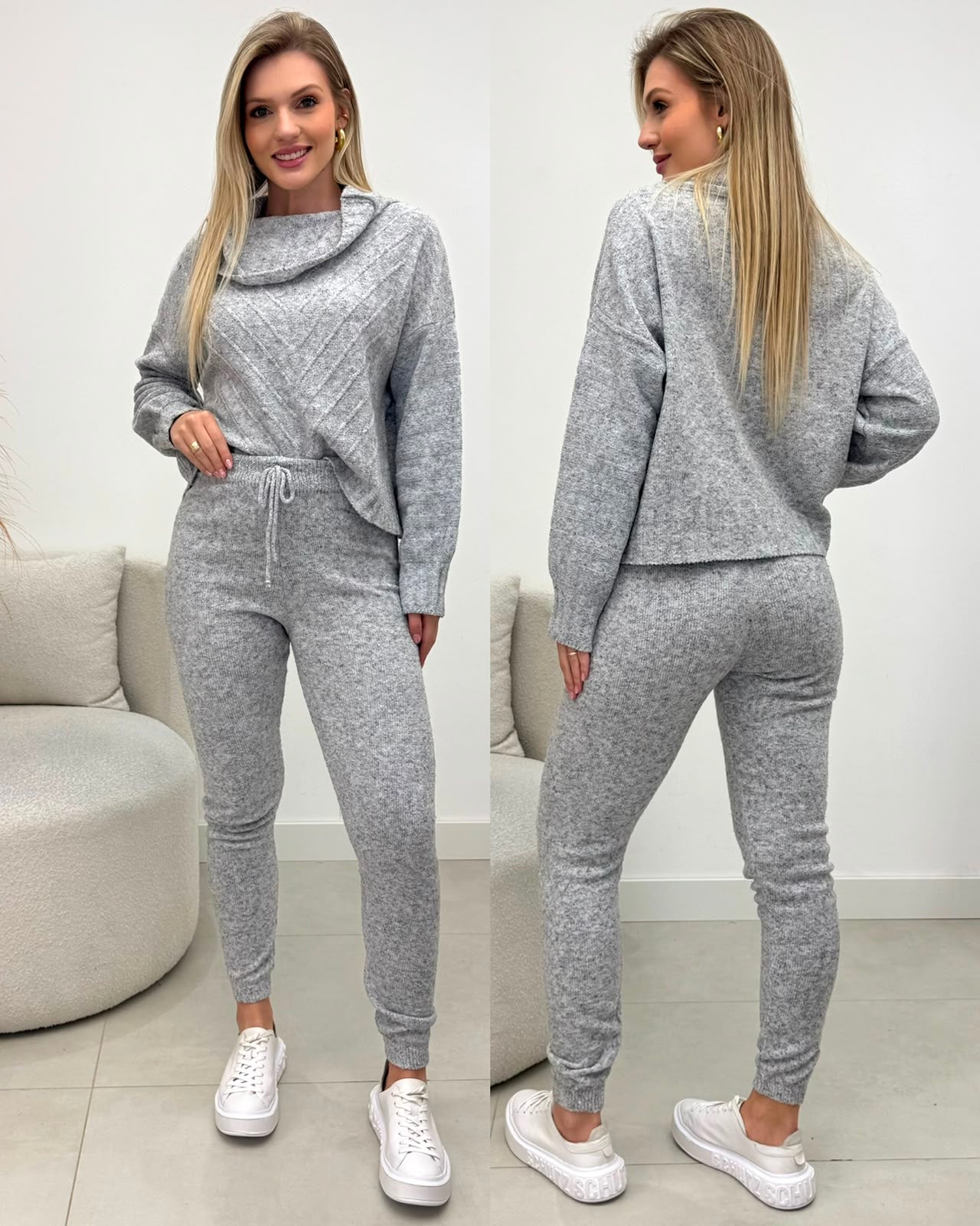 Conjunto Tricô Jenifer Cinza 135298