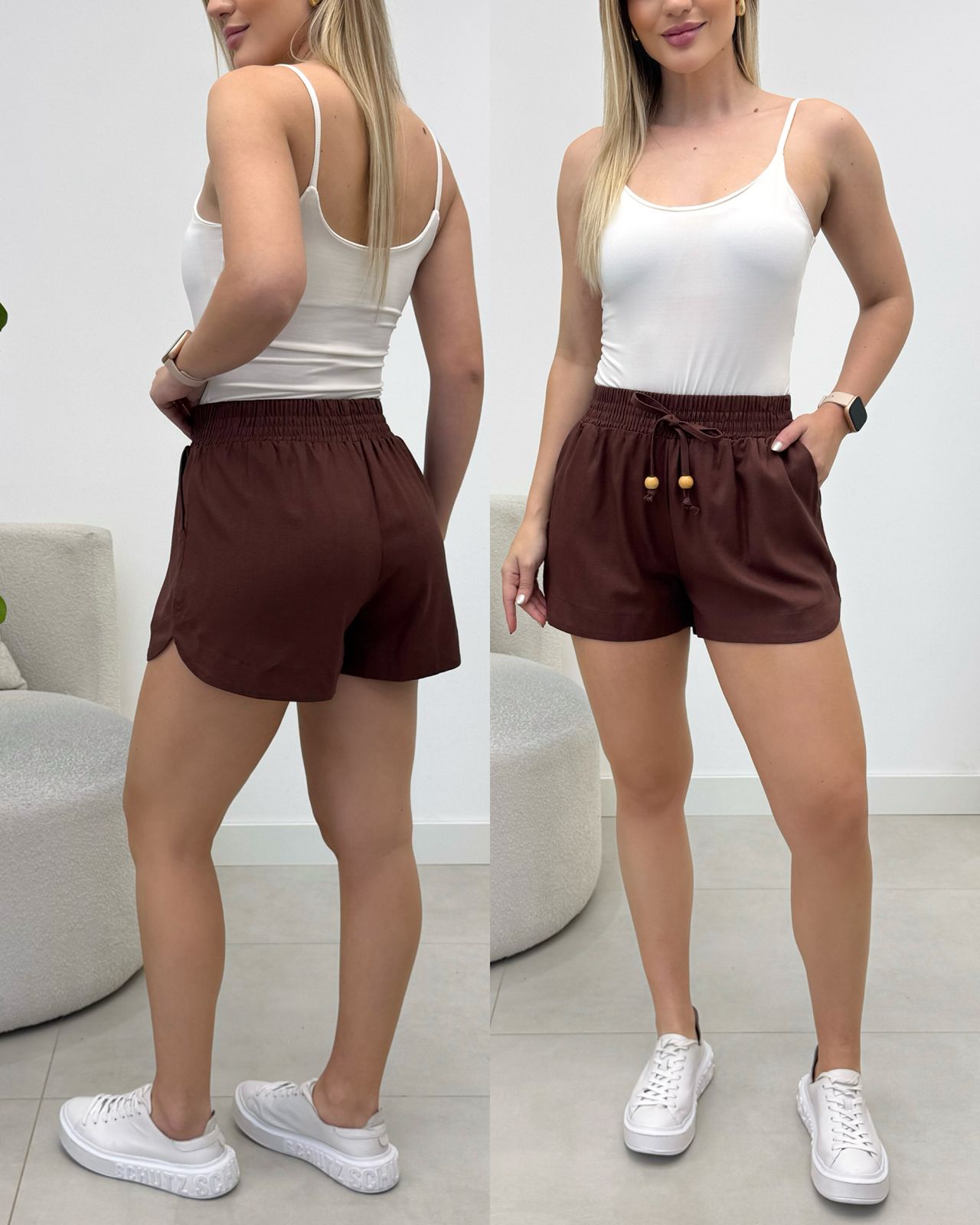 Shorts Linho Samara Marrom 136312