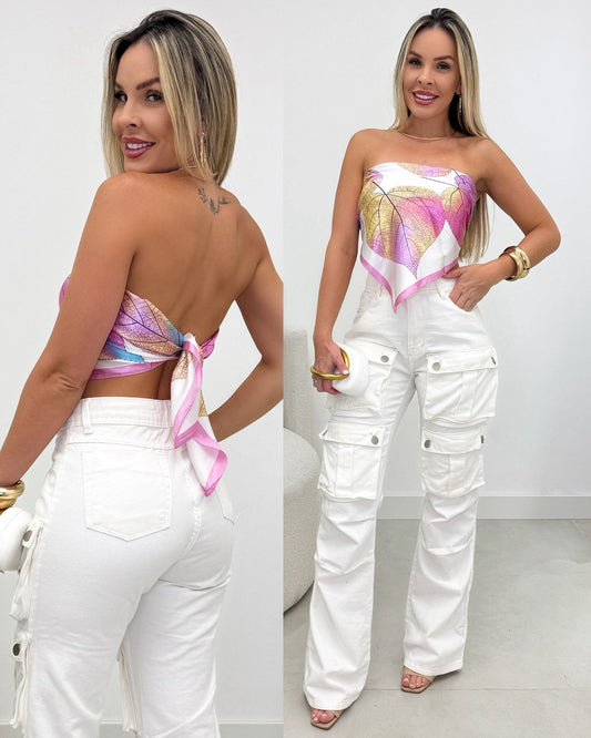 Lenço Folha Rosa 108461