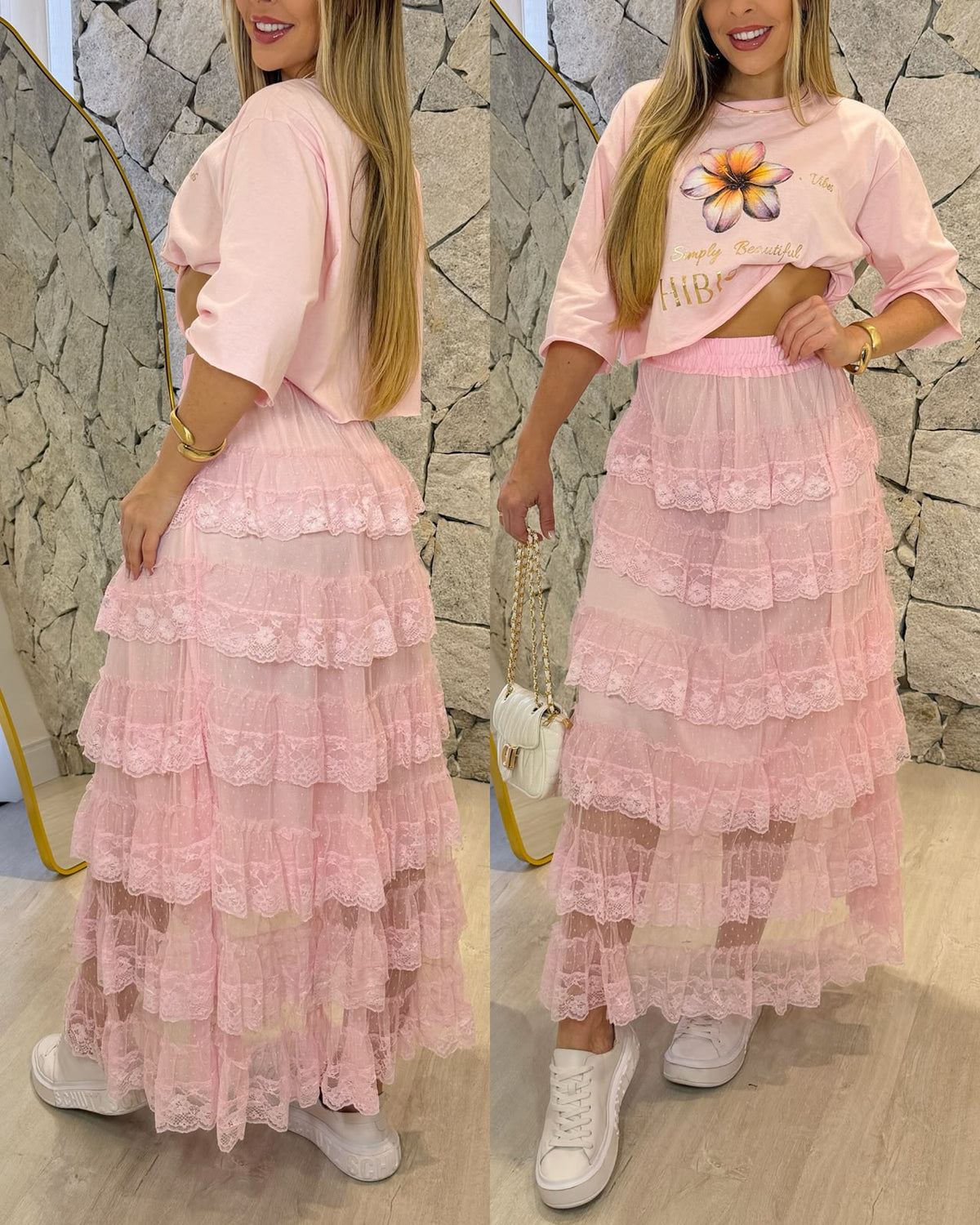 Saia Tule Matilda Rosa 136886