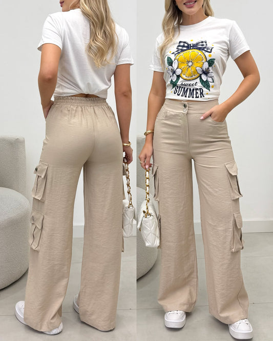 Calça Pantalona Jordana Bege 135955