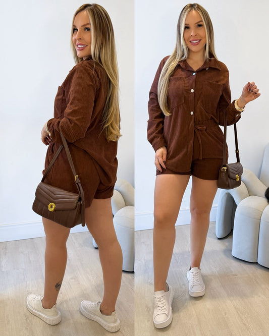 Conjunto Cotelê Nataly Marrom 135415