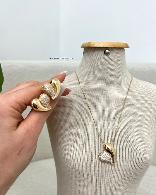 Conjunto Colar e Brinco Pietra Dorado  104897