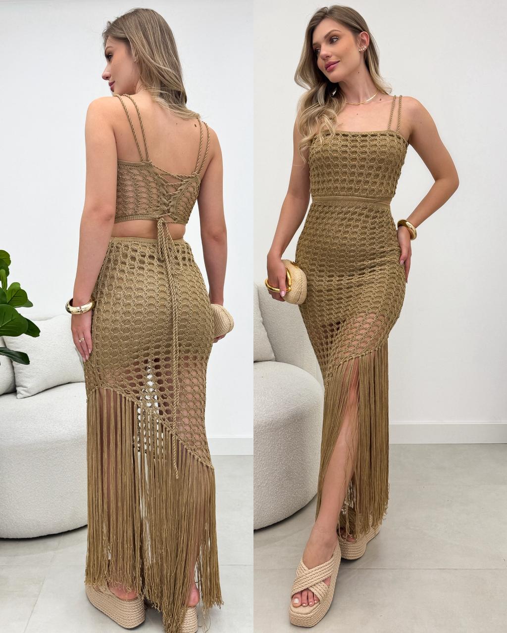 Vestido Sil Bege Escuro 113680