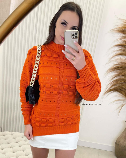 blusa tricô alongada flaviana laranja 28297